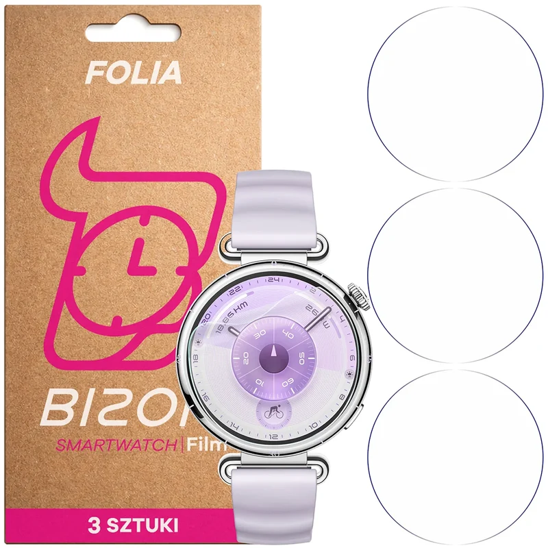 Schutzfolie für den Bildschirm für Huawei Watch GT6 41 mm, Bizon Watch HydroFlex, 3 Stück