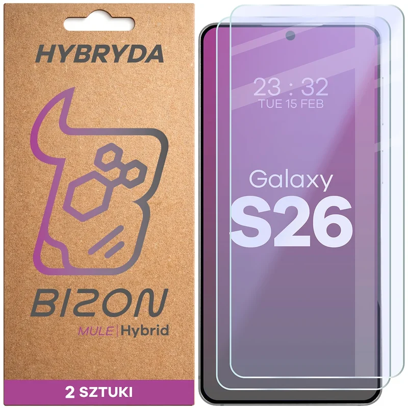 Flexibles Hybridglas für Galaxy S26, Bizon Hybrid Mule Duo, 2 Stück