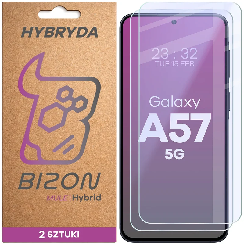 Flexibles Hybridglas für Galaxy A57 5G, Bizon Hybrid Mule Duo, 2 Stück