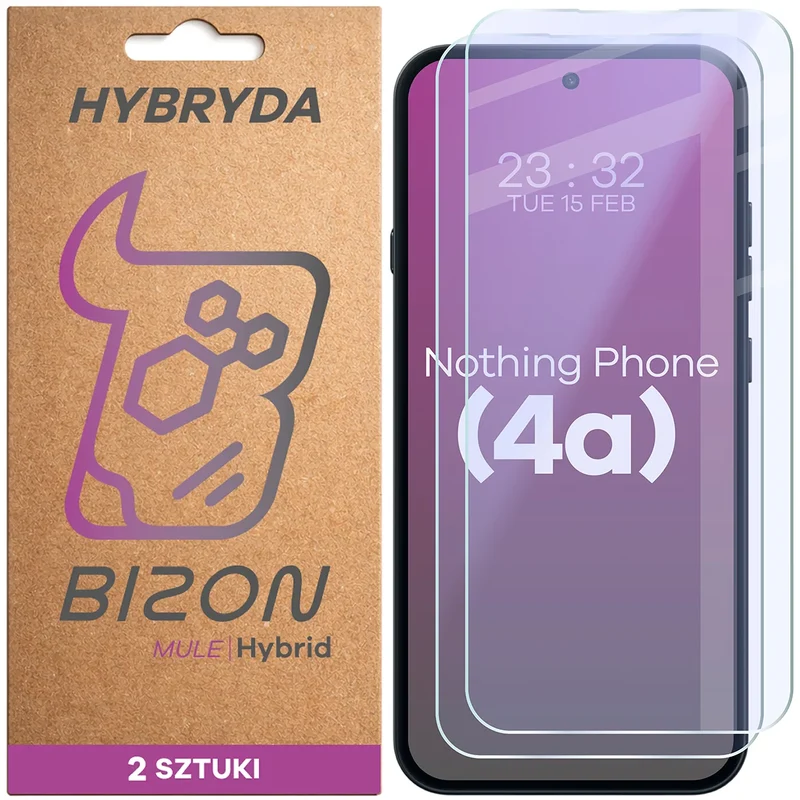 Flexibles Hybridglas für Nothing Phone (4a), Bizon Hybrid Mule Duo, 2 Stück