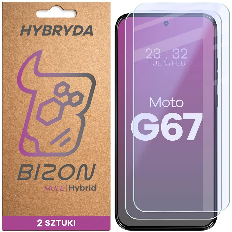Flexibles Hybridglas für Motorola Moto G67 5G, Bizon Hybrid Mule Duo, 2 Stück