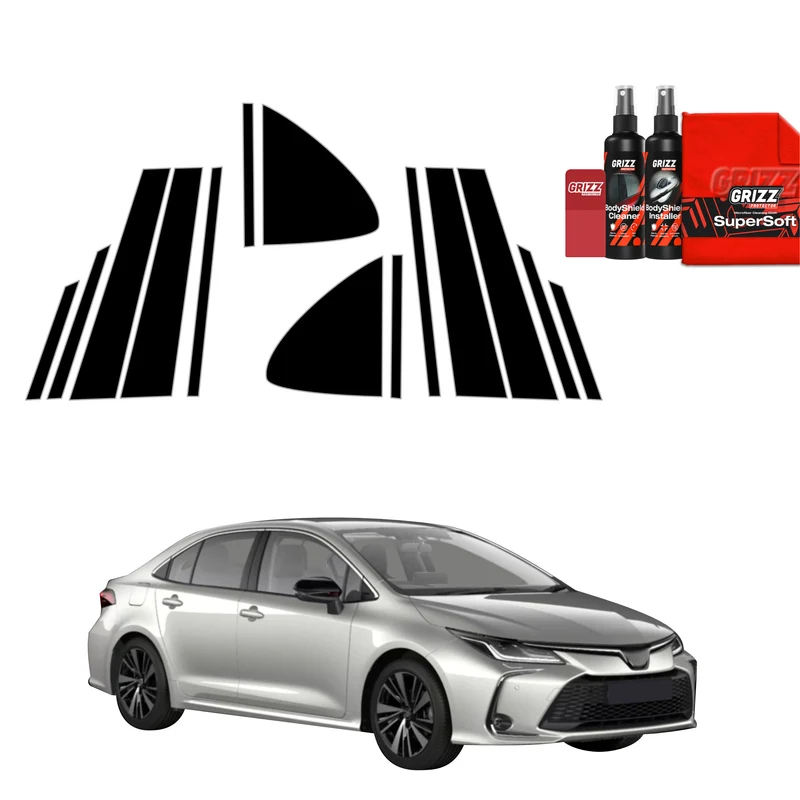 14in1 Schwarze Schutzfolie Grizz Protector für B-C-Säule - Toyota Corolla Sedan (2022-2026)