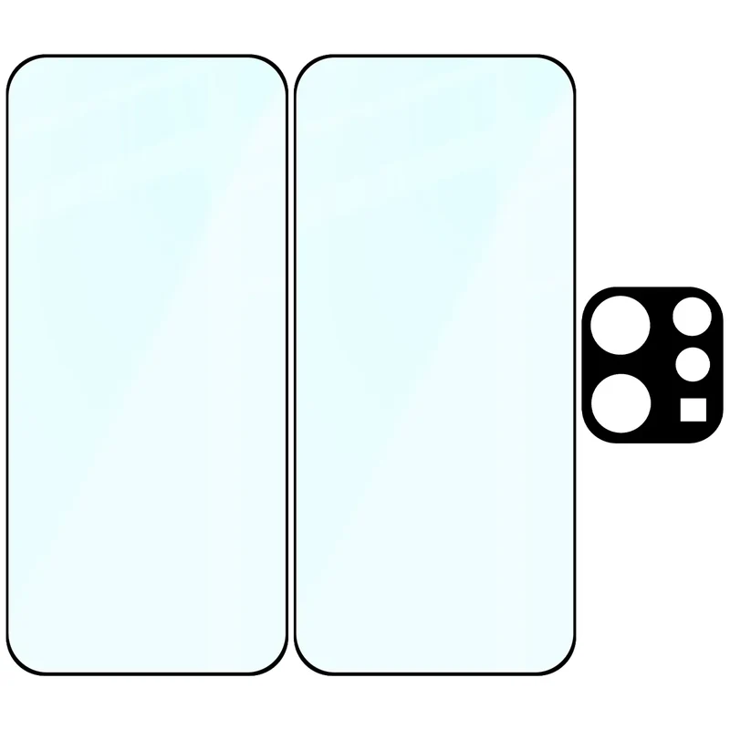 Gehärtetes Glas - 2 Stück + Kameraschutz für Vivo V70 5G, Bizon Glass Edge Pack, Schwarz