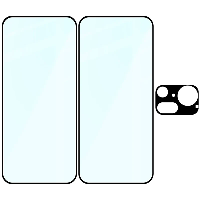 Gehärtetes Glas - 2 Stück + Kameraschutz für Nothing Phone (4a) Pro, Bizon Glass Edge Pack, Schwarz
