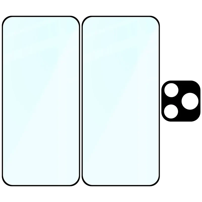 Gehärtetes Glas - 2 Stück + Kameraschutz für Honor 600 Lite 5G, Bizon Glass Edge Pack, Schwarz
