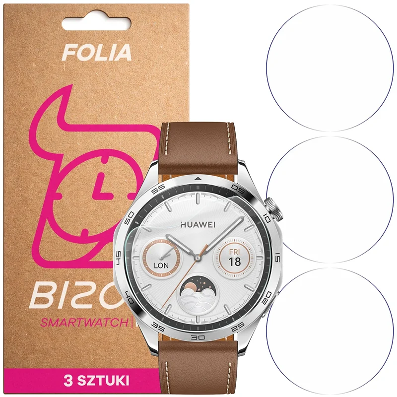 Schutzfolie für den Bildschirm für Huawei Watch GT 4 46 mm, Bizon Watch HydroFlex, 3 Stück
