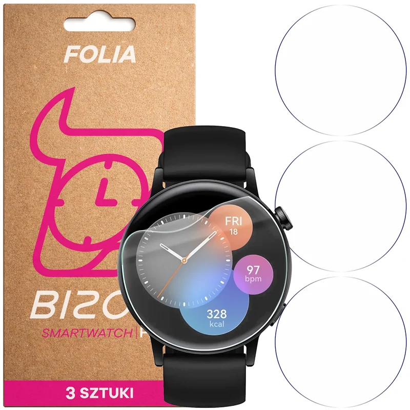 Schutzfolie für den Bildschirm für Huawei Watch GT 3 42 mm Active, Bizon Watch HydroFlex, 3 Stück