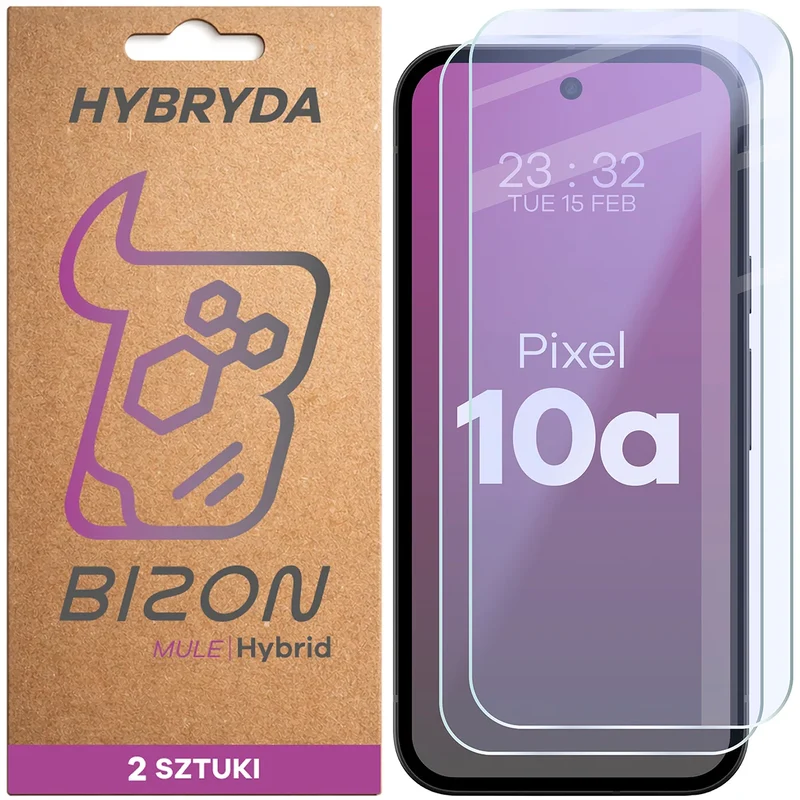 Flexibles Hybridglas für Google Pixel 10a, Bizon Hybrid Mule Duo, 2 Stück