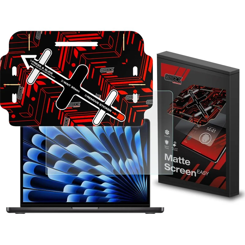 Bildschirmfolie für MacBook Neo 13 A18 Pro 2026, Grizz MatteScreen Easy mit App-Rahmen