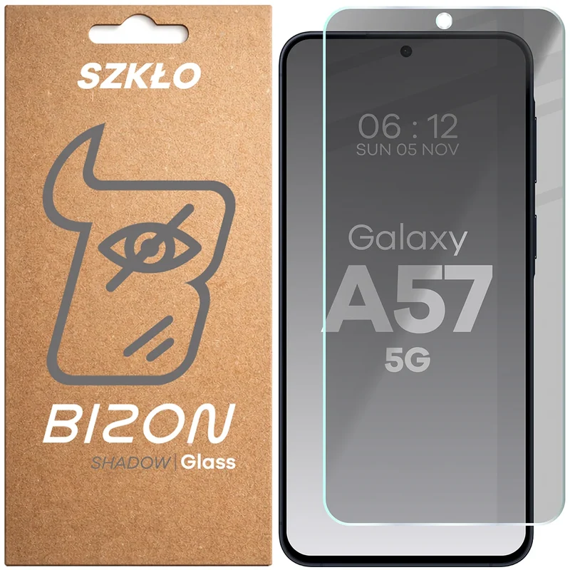 Gehärtetes Glas mit Privatschutzfilter für Galaxy A57 5G, Bizon Glass Clear Shadow, getönt