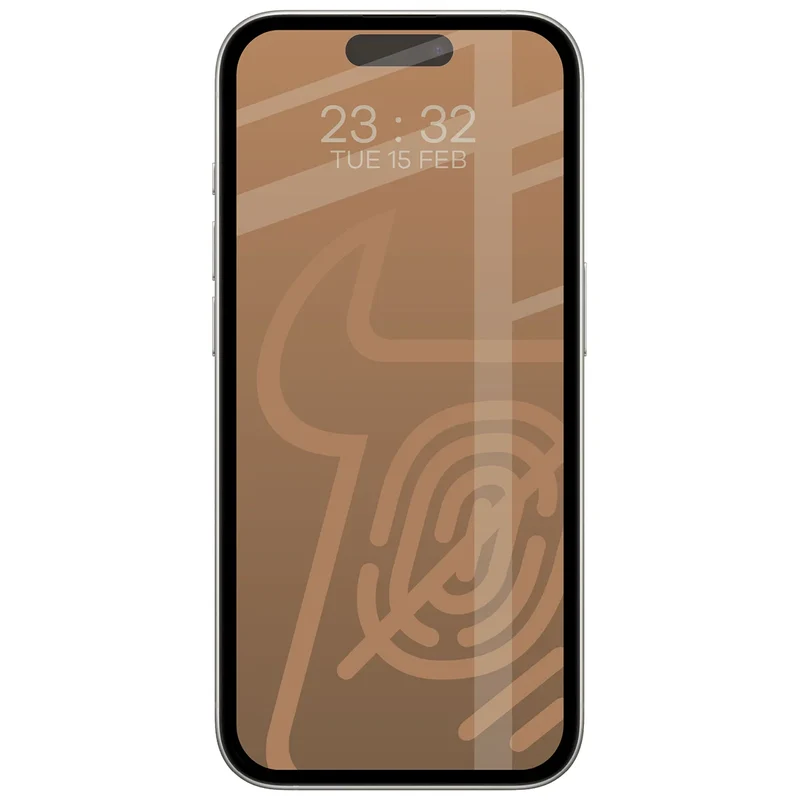Mattes Hartglas für iPhone 15 Pro, Bizon Glass Matte, Schwarzer Rahmen