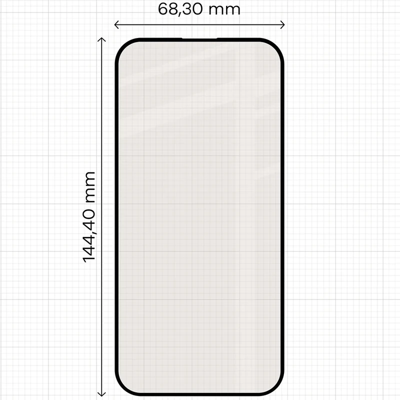 Mattes Hartglas für iPhone 15 / 16, Bizon Glass Matte, Schwarzer Rahmen