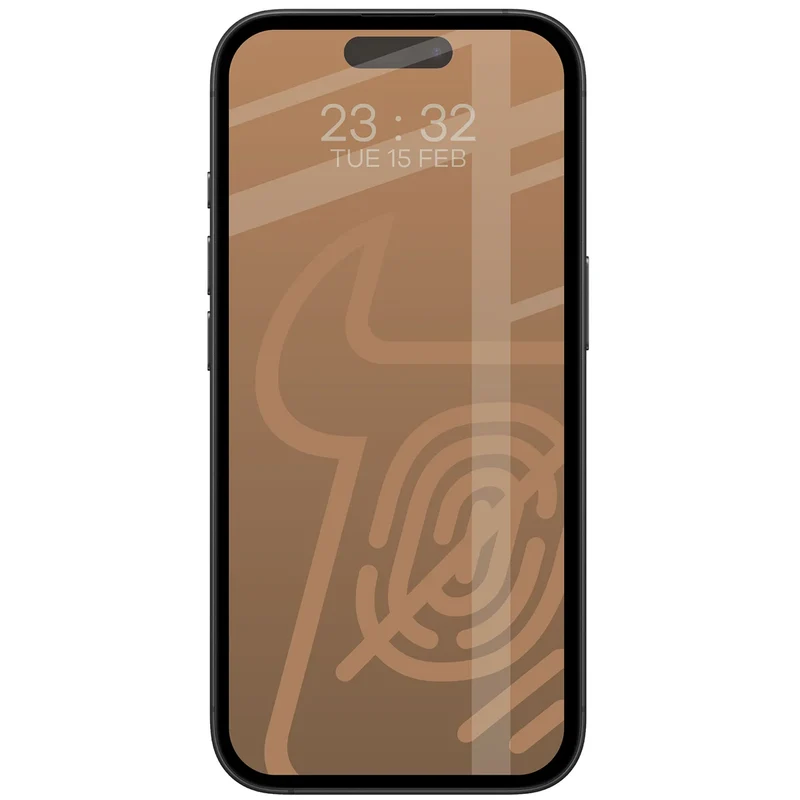 Mattes Hartglas für iPhone 15 / 16, Bizon Glass Matte, Schwarzer Rahmen