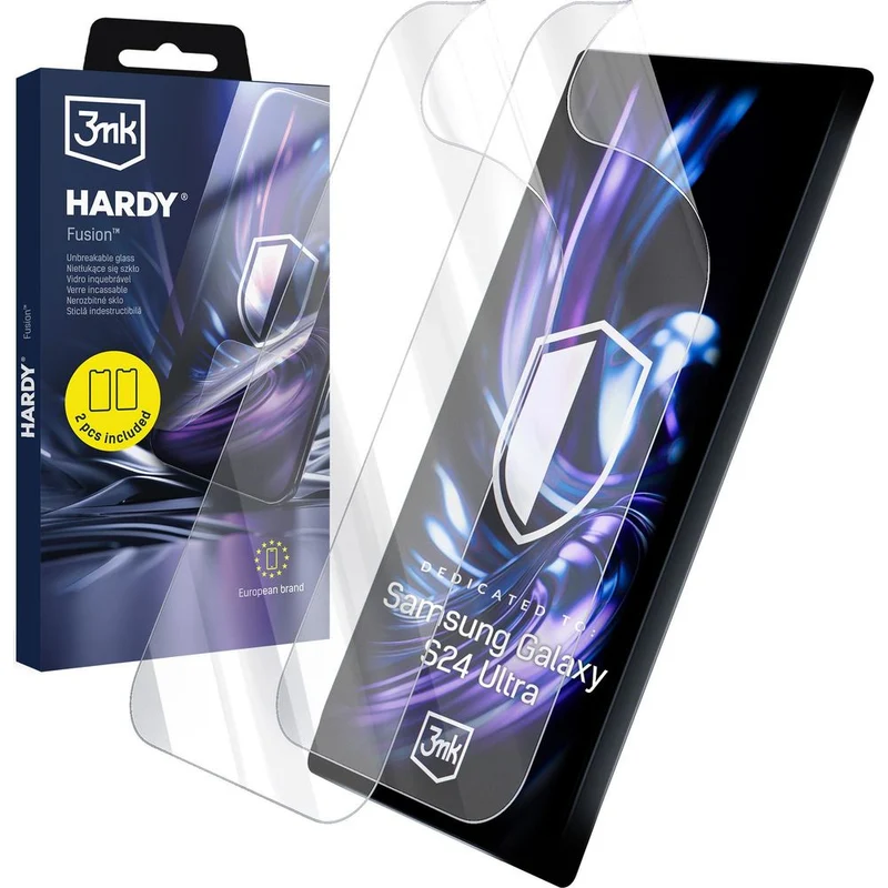 Hybridglas für Galaxy S24 Ultra, 3mk Hardy Fusion, 2 Stück