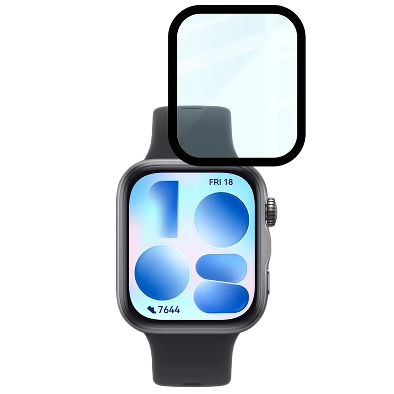 Hybrides Glas für Huawei Watch Fit 5, Bizon Watch Glass Edge Hybrid, Schwarz