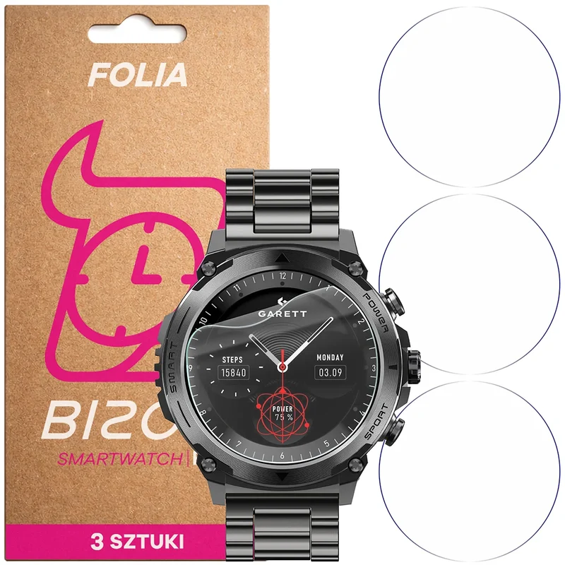 Schutzfolie für den Bildschirm für Garett Atom, Bizon Watch HydroFlex, 3 Stück