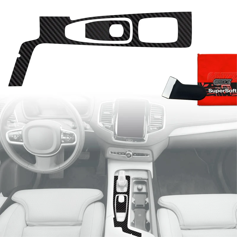 2in1 Schutzfolien Grizz Protector für Mittelkonsole - Volvo XC90 B5 (2022-2026) Carbon Optik Matt Antifingerprint