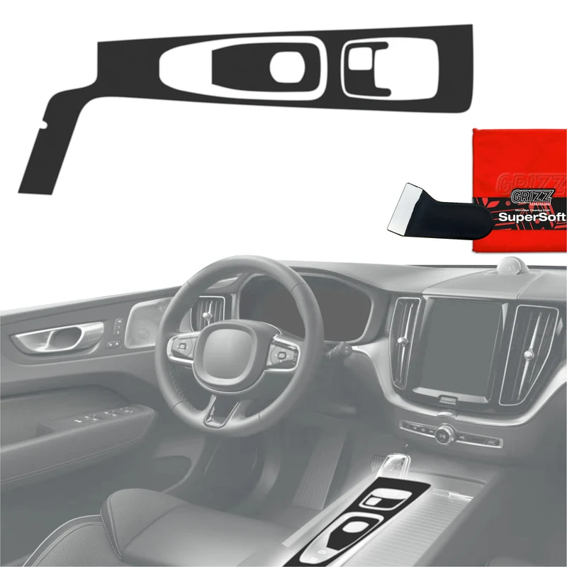 3in1 Schutzfolien Grizz Protector für Mittelkonsole - Volvo XC60 T8 (2023-2024) Schwarz Matt Antifingerprint