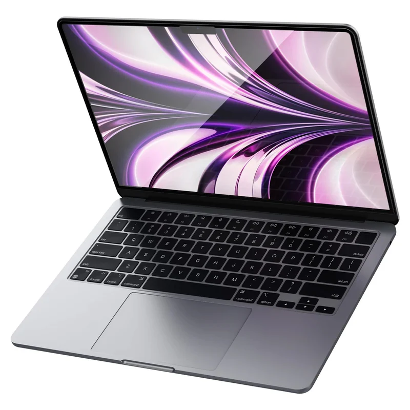 Glas für die Schutzhülle Spigen Glas.tR Slim FC für MacBook Air 13.6" M5 / M4 / M3 / M2, schwarzer Rahmen