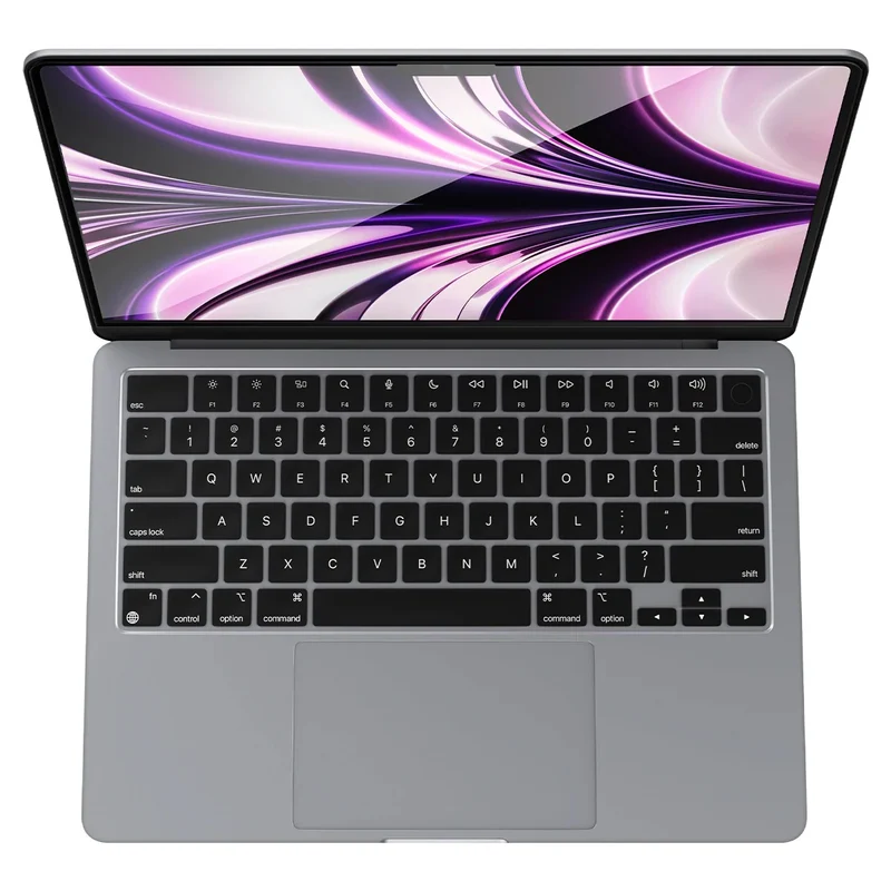 Glas für die Schutzhülle Spigen Glas.tR Slim FC für MacBook Air 13.6" M5 / M4 / M3 / M2, schwarzer Rahmen