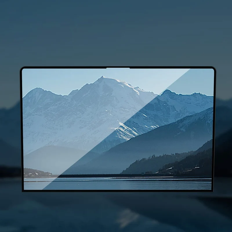 Glas für die Schutzhülle Spigen Glas.tR Slim FC für MacBook Air 13.6" M5 / M4 / M3 / M2, schwarzer Rahmen