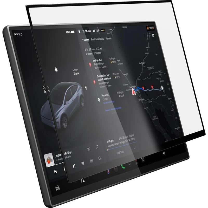 Antireflex Glas für Tesla Model Y 2024-2026, Spigen Glas.tR EZ Fit FC AC 1-Pack, Schwarzer Rahmen