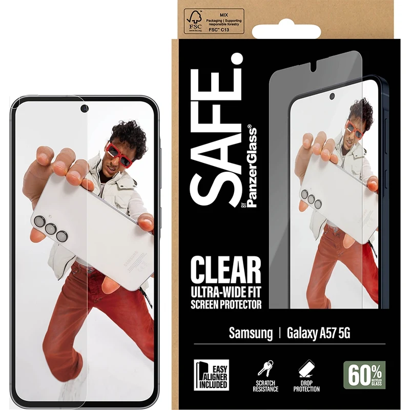 Gehärtetes Glas für Galaxy A57 5G, SAFE by PanzerGlass Ultra-Wide Fit