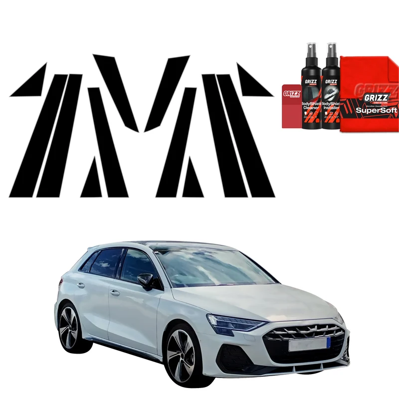 12in1 Schwarze Schutzfolie Grizz Protector für B-C-Säule - Audi A3 8Y Hatchback 5D (2024-2026)