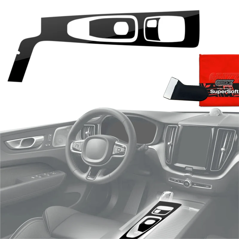 3in1 Schutzfolien Grizz Protector für Mittelkonsole - Volvo XC60 T8 (2021-2022) Schwarz Glanz