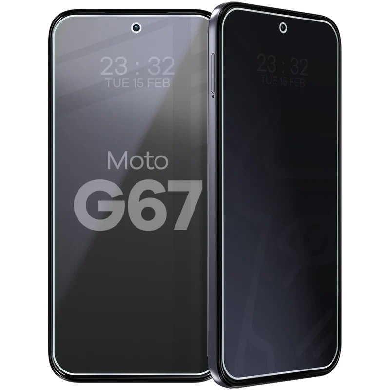 Hybridglas mit Privatschutzfilter für Motorola Moto G67 5G, Bizon Hybrid Shadow, Matt