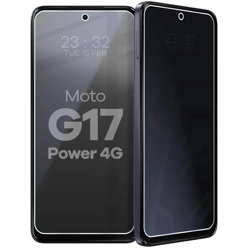 Hybridglas mit Privatschutzfilter für Motorola Moto G17 Power, Bizon Hybrid Shadow, Matt