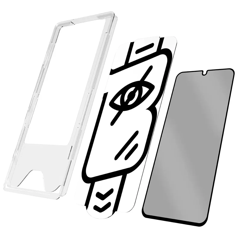 Gehärtetes Glas mit Privatschutzfilter und Applikationsrahmen für Galaxy A16 / A17, Bizon Glass Aplikator Shadow, 2 Sets