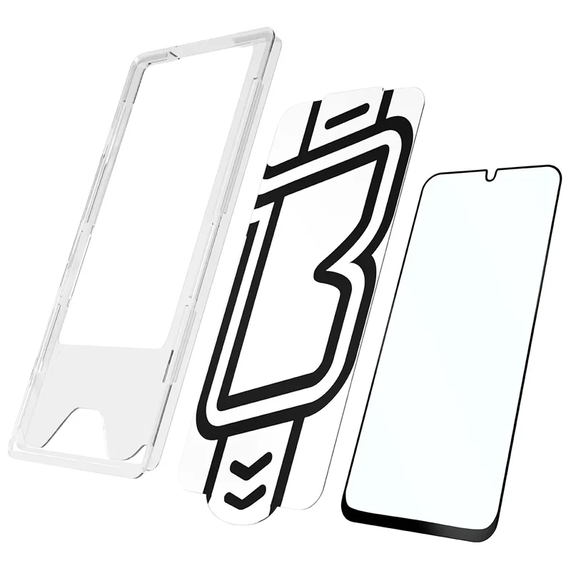 Gehärtetes Glas mit Applikationsrahme für Galaxy A16 / A17, Bizon Glass Aplikator Edge, 2 Sets