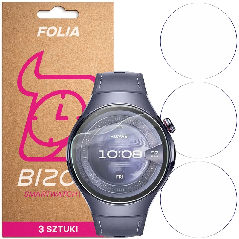 Schutzfolie für den Bildschirm für Huawei Watch 5 46 mm, Bizon Watch HydroFlex, 3 Stück