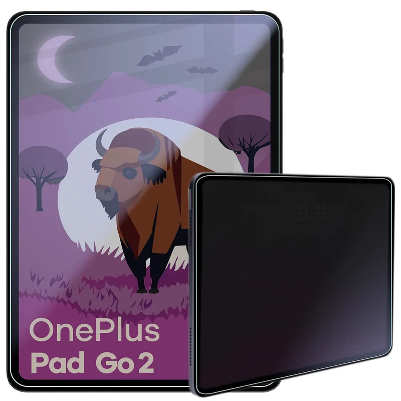 Hybridglas mit Privatschutzfilter für OnePlus Pad Go 2, Bizon Tab Hybrid Shadow, Matt