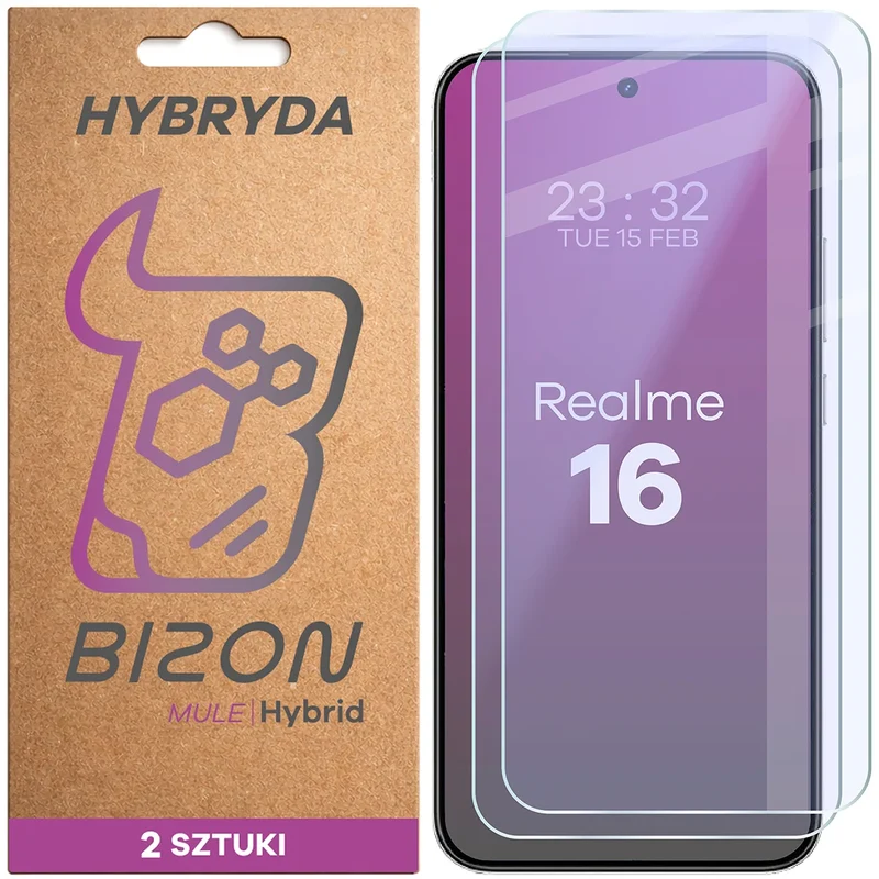 Flexibles Hybridglas für Realme 16 5G, Bizon Hybrid Mule Duo, 2 Stück