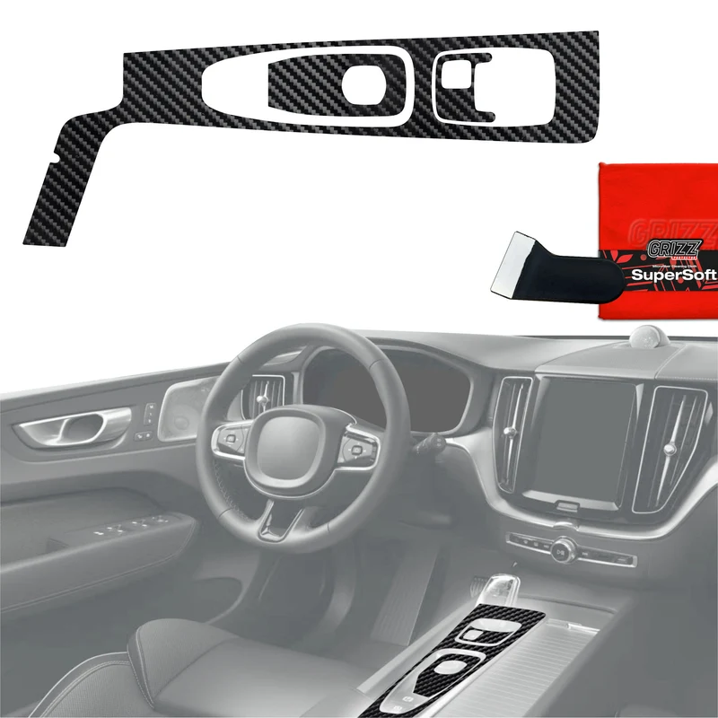 3in1 Schutzfolien Grizz Protector für Mittelkonsole - Volvo XC60 T6 (2022-2024) Carbon Optik Glanz