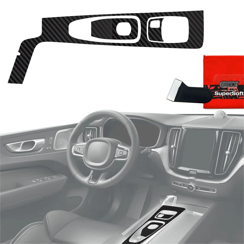 3in1 Schutzfolien Grizz Protector für Mittelkonsole - Volvo XC60 T6 (2021-2022) Carbon Optik Matt Antifingerprint