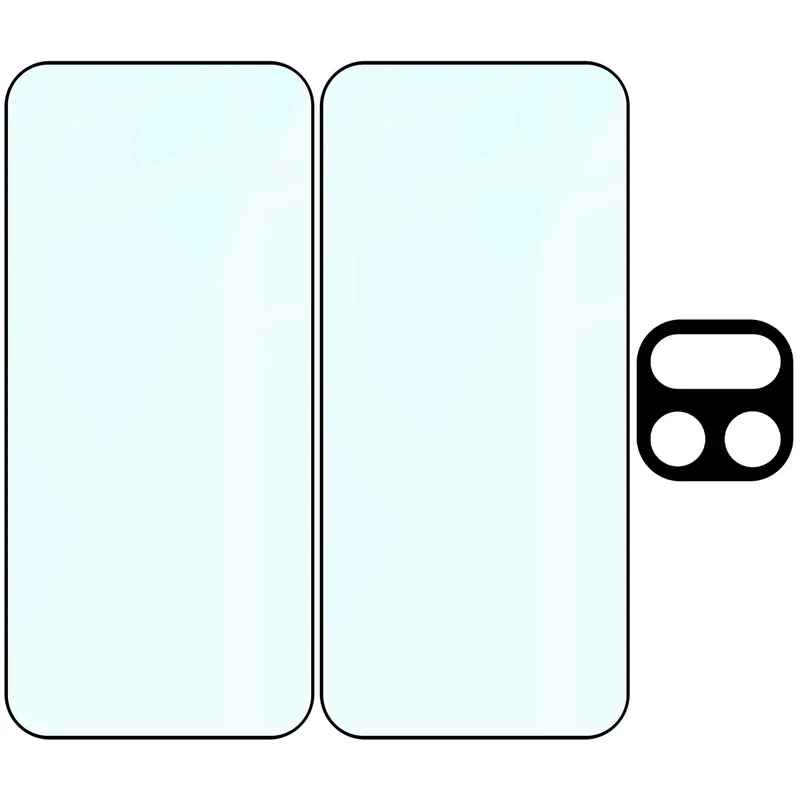 Gehärtetes Glas - 2 Stück + Kameraschutz für Realme 16 Pro 5G, Bizon Glass Edge Pack, Schwarz