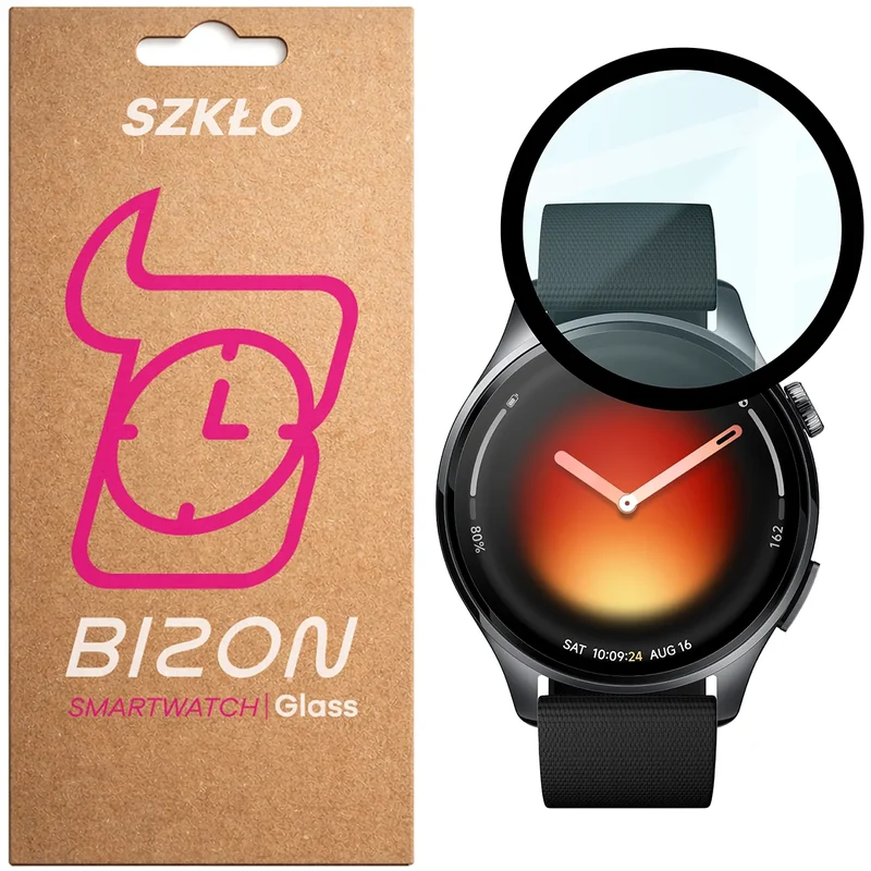 Hybrides Glas für Xiaomi Watch 5, Bizon Glass Watch Edge Hybrid, Schwarz