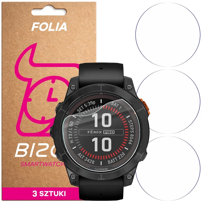Schutzfolie für den Bildschirm für Garmin Fenix 7 Pro, Bizon Watch HydroFlex, 3 Stück