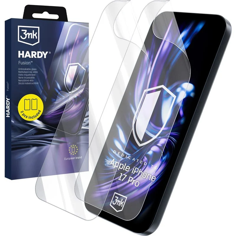 Hybridglas für iPhone 18 Pro / 17 Pro, 3mk Hardy Fusion, 2 Stück