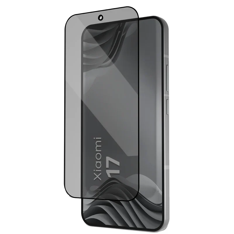 Gehärtetes Glas mit Privatschutzfilter und Applikationsrahmen für Xiaomi 17, Bizon Glass Aplikator Shadow, 1 Set
