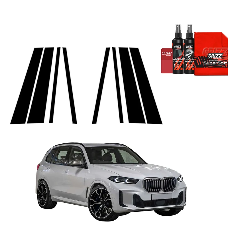 8in1 Schwarze Schutzfolie Grizz Protector für B-C-Säule - BMW X5 G05 (2023-2026)