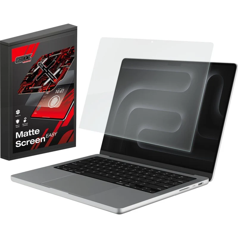 Bildschirmfolie für MacBook Pro 16" M5 Pro 2026, Grizz MatteScreen Easy mit App-Rahmen