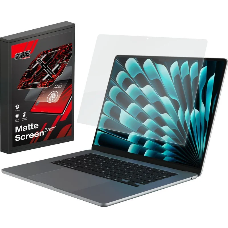 Bildschirmfolie für MacBook Air 15" M5 2026, Grizz MatteScreen Easy mit App-Rahmen
