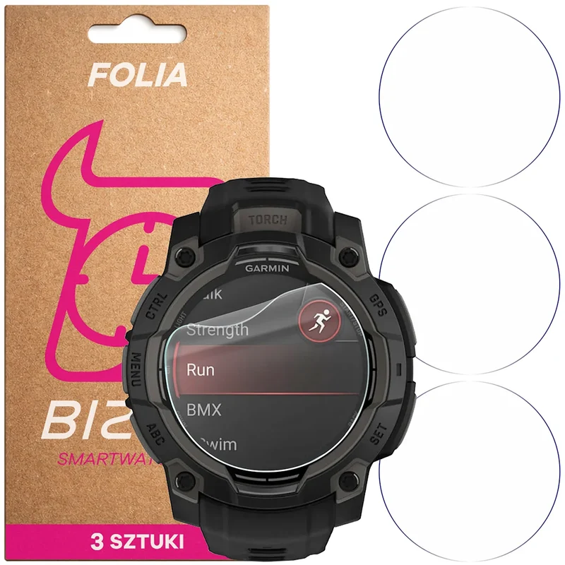 Schutzfolie für den Bildschirm für Garmin Instinct 3 45 mm AMOLED, Bizon Watch HydroFlex, 3 Stück
