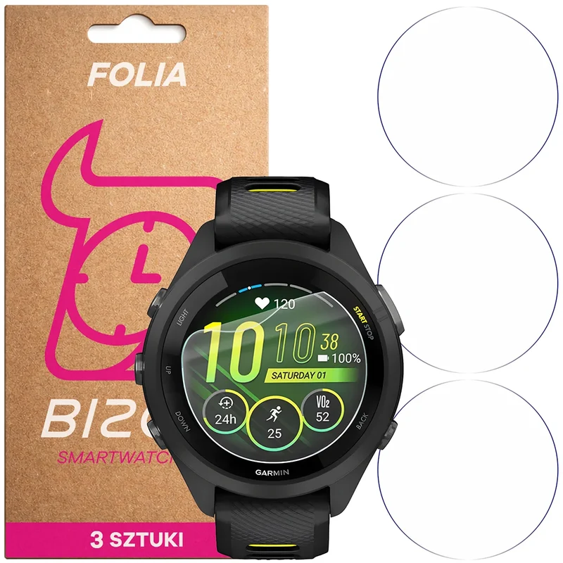 Schutzfolie für den Bildschirm für Garmin Forerunner 265S, Bizon Watch HydroFlex, 3 Stück