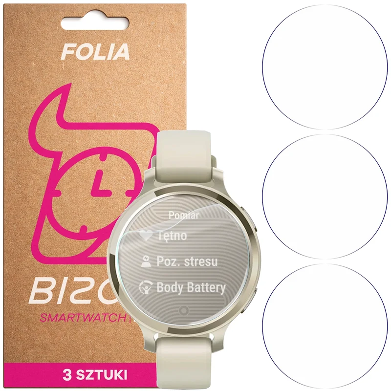 Schutzfolie für den Bildschirm für Garmin Lily 2 Active, Bizon Watch HydroFlex, 3 Stück