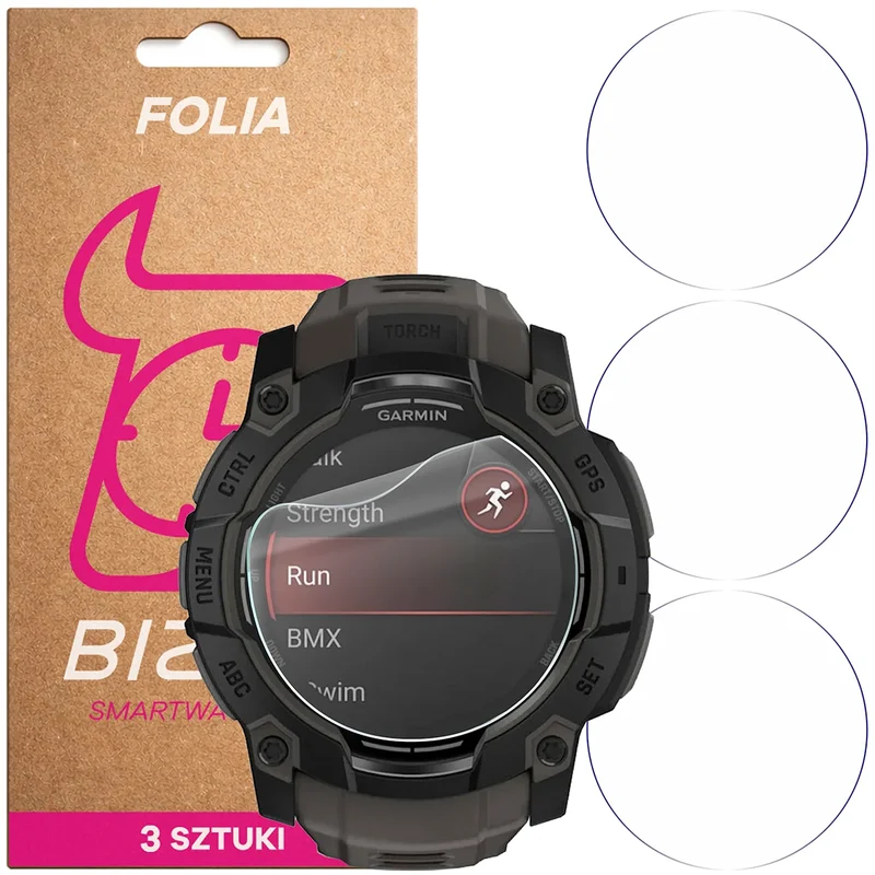 Schutzfolie für den Bildschirm für Garmin Instinct 3 50 mm AMOLED, Bizon Watch HydroFlex, 3 Stück